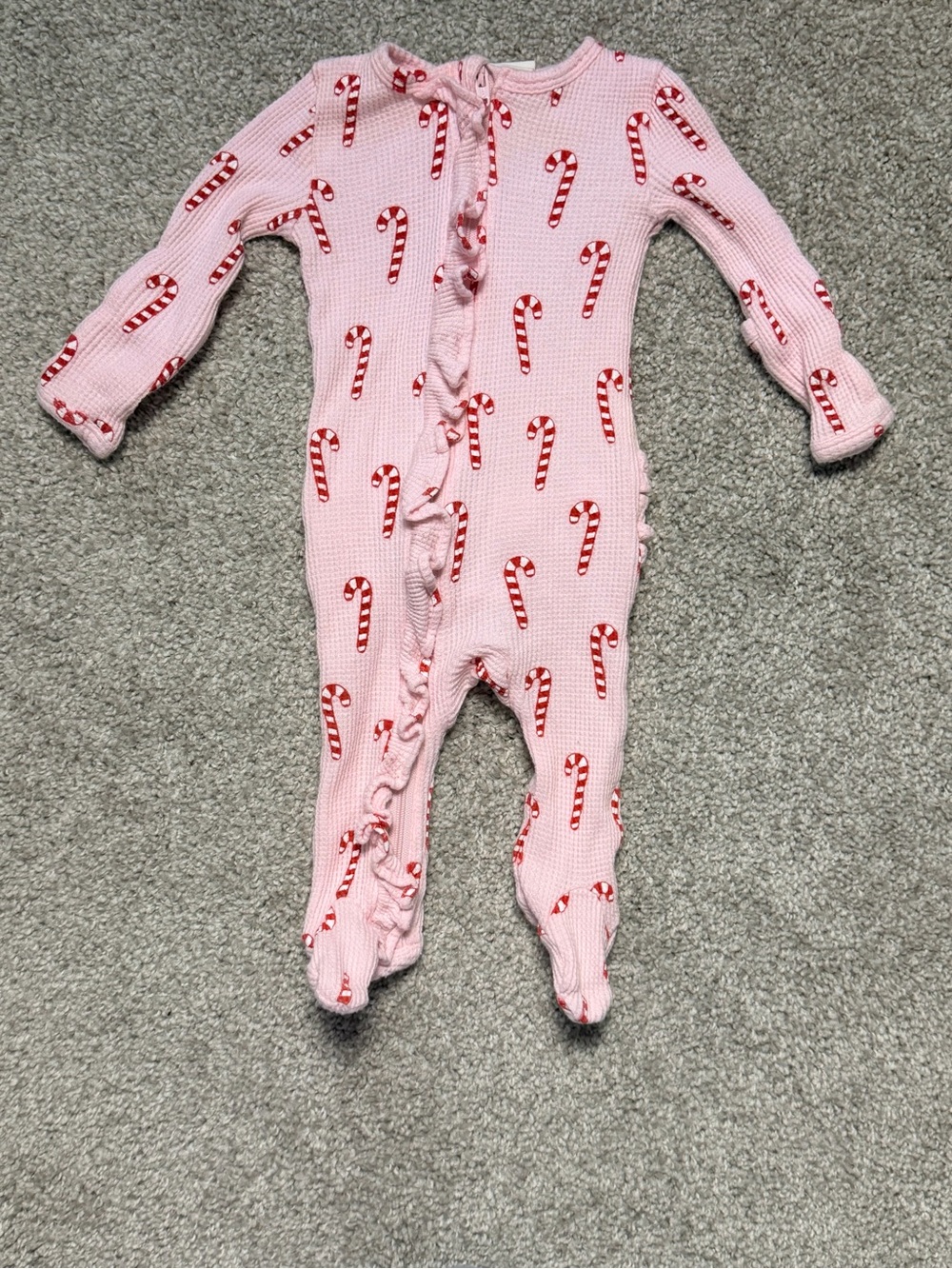Pink Candy Cane Footed One-Piece Pajama for Kids